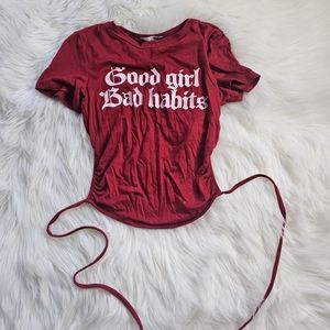 Good Girl Bad habits Red Lace up Back top XS Fashion Nova